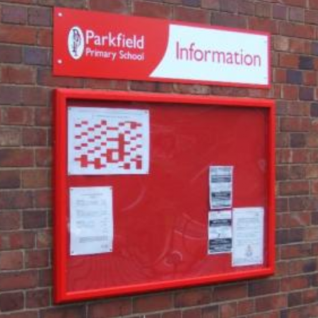 Outdoor school notice board for displaying information